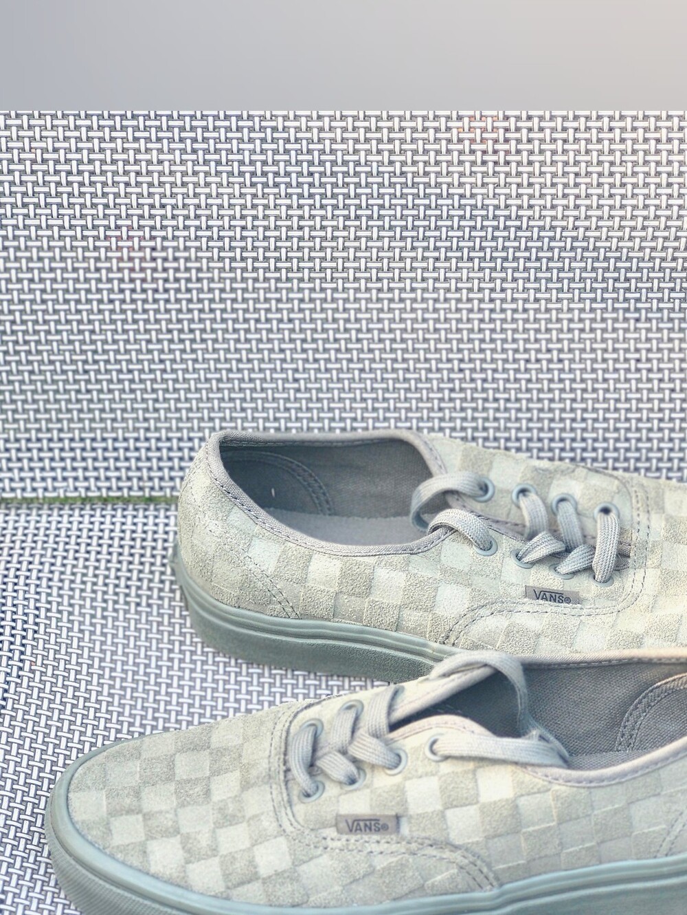 Vans Authentic Mono Checkerboard Olive Green Suede Shoes Men 6 Women 7.5